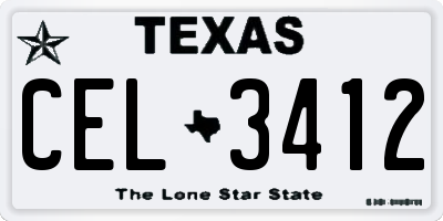 TX license plate CEL3412