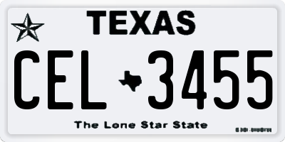 TX license plate CEL3455