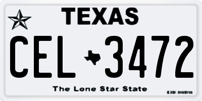 TX license plate CEL3472