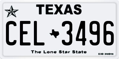 TX license plate CEL3496