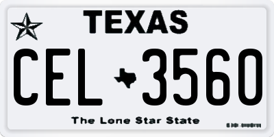 TX license plate CEL3560