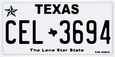 TX license plate CEL3694