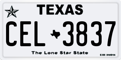 TX license plate CEL3837