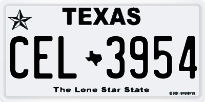 TX license plate CEL3954