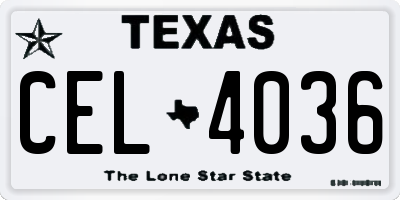 TX license plate CEL4036