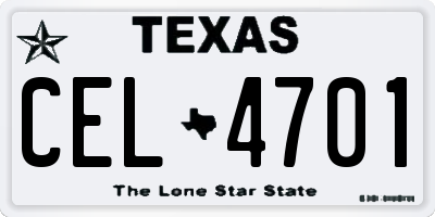 TX license plate CEL4701