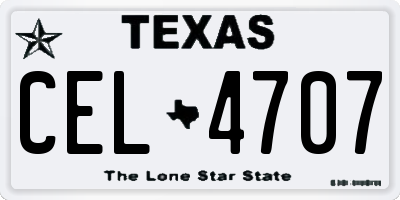 TX license plate CEL4707