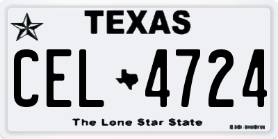 TX license plate CEL4724