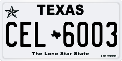 TX license plate CEL6003