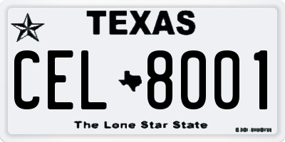 TX license plate CEL8001