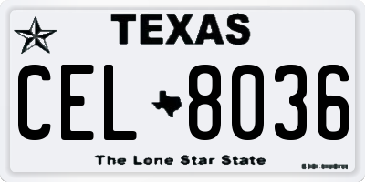 TX license plate CEL8036