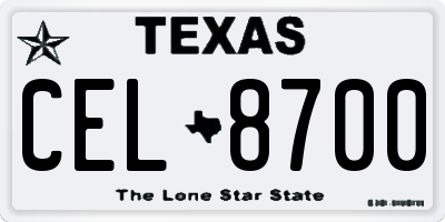 TX license plate CEL8700