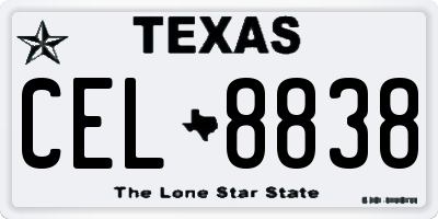 TX license plate CEL8838