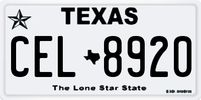 TX license plate CEL8920