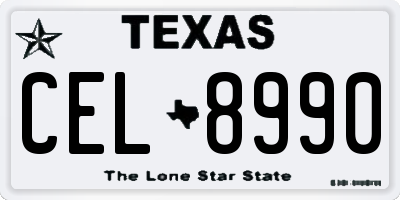 TX license plate CEL8990
