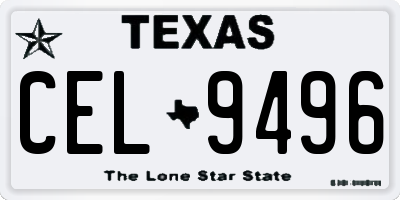 TX license plate CEL9496
