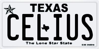 TX license plate CELIUS