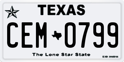 TX license plate CEM0799