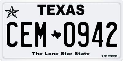 TX license plate CEM0942