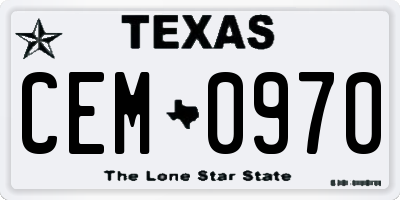 TX license plate CEM0970