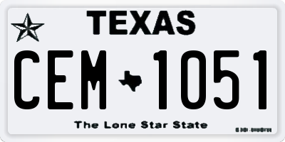TX license plate CEM1051