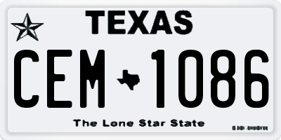 TX license plate CEM1086