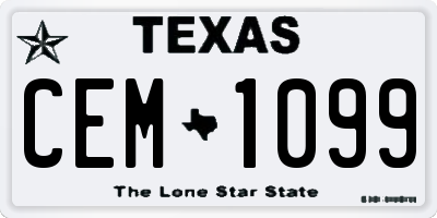 TX license plate CEM1099