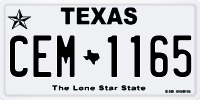 TX license plate CEM1165