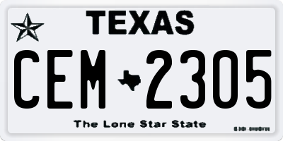 TX license plate CEM2305