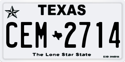 TX license plate CEM2714
