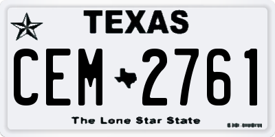 TX license plate CEM2761