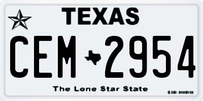 TX license plate CEM2954