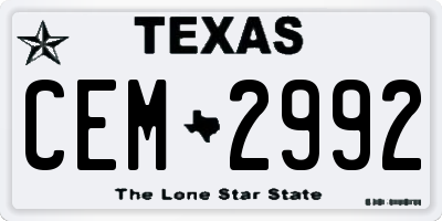 TX license plate CEM2992
