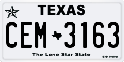 TX license plate CEM3163