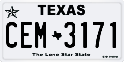 TX license plate CEM3171