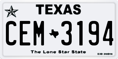 TX license plate CEM3194