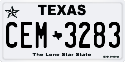 TX license plate CEM3283