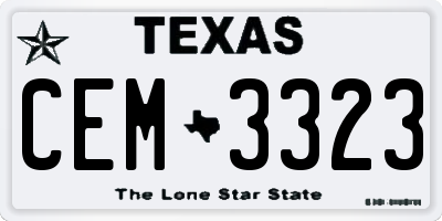 TX license plate CEM3323