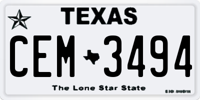 TX license plate CEM3494