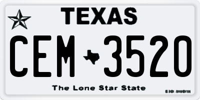 TX license plate CEM3520