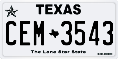 TX license plate CEM3543