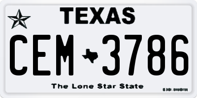 TX license plate CEM3786