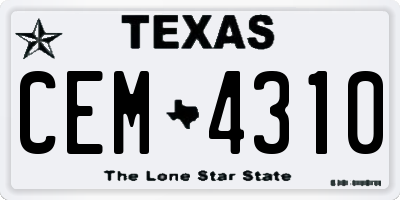 TX license plate CEM4310
