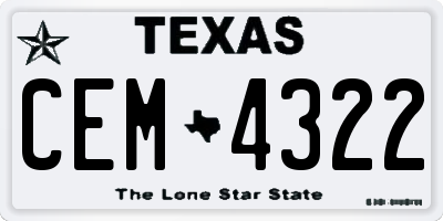 TX license plate CEM4322