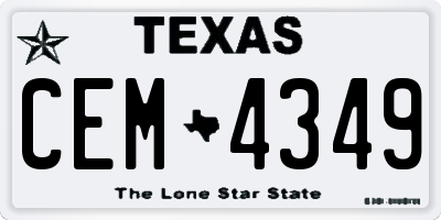 TX license plate CEM4349