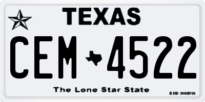TX license plate CEM4522