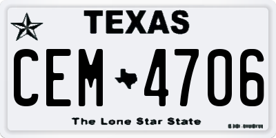 TX license plate CEM4706
