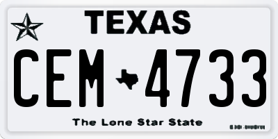 TX license plate CEM4733