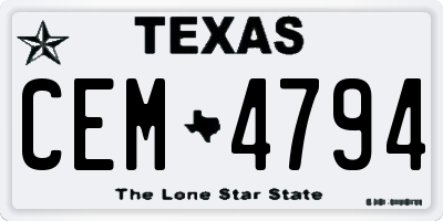TX license plate CEM4794