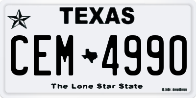 TX license plate CEM4990